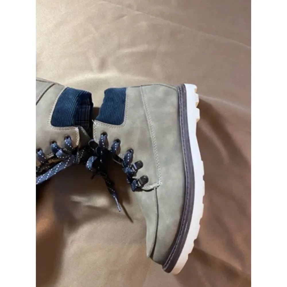 Cat & Jack Kids Hiking Boots Youth Size 5 Taupe Brown Side Zip Lace Up Trl Boots